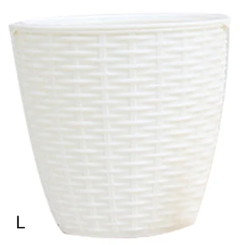 

Flower Pot Self Watering Absorb Flowers Plant Lazy Pots Simulated Rattan Beige Dark Gray White For Garden Pots Planters Supplies