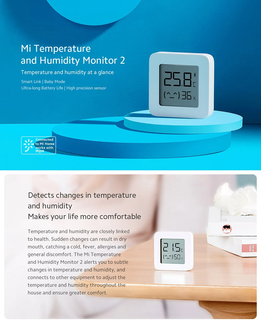 Original Xiaomi Mijia Temperature and Humidity Monitor 2 High Precision
