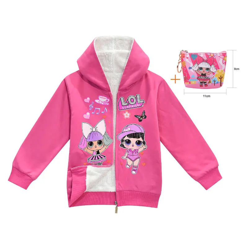 Новинка года; Теплая Бархатная хлопковая куртка-хаха для девочек; детская куртка ярких цветов с кукольным рисунком