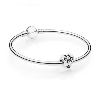 

NEW 100% 925 Sterling Silver Rose gold Heart bracelet Clear CZ Charm Bead fit pendant DIY Bangles Set factory wholesale