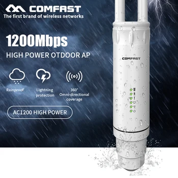 High Power AC1200 Outdoor Wireless AP WiFi Router 1200Mbps Dual Dand 2.4G+5Ghz Long Range Extender POE Outdoor AP 2*5dBi Antenna 1