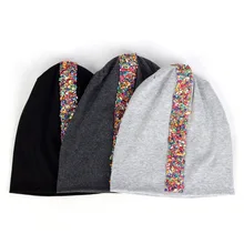 Модные женские Красочные камни золотые стразы аппликация хлопковые шапки-бини богемные мешковатые шапки осень зима повседневные Шапки