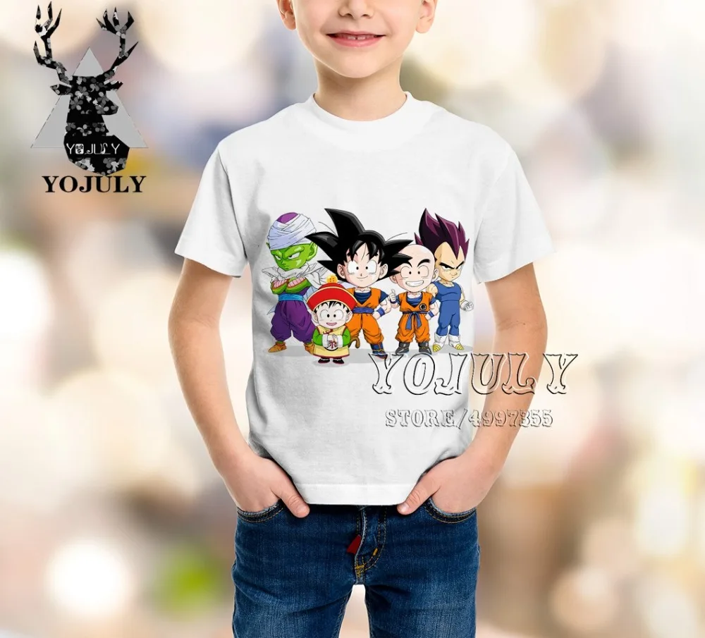 YOJULY Dragon Ball Аниме Гоку для маленьких мальчиков и девочек, детская одежда с 3d принтом детская футболка Лидер продаж, модные футболки Modis A415