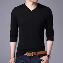 YUSHU бренд шерстяной мужской свитер осень мода длинный рукав трикотажные пуловеры для мужчин сплошной цвет облегающий пуловер