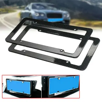

2Pcs Car License Plate Frames Bracket Protection Cover Car Accessories Carbon Fiber Car Decal Car Stickers