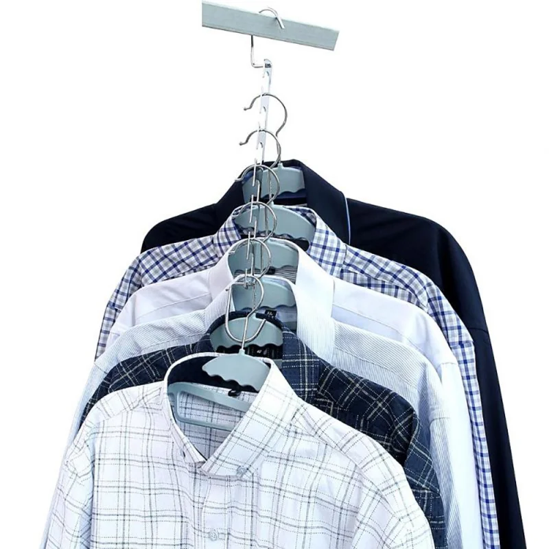 

37cm Multifunctional Space Saving Metal Hangers with Hook Magic 6 Hole Clothes Closet Organizer Iron Clothes Drying Rack