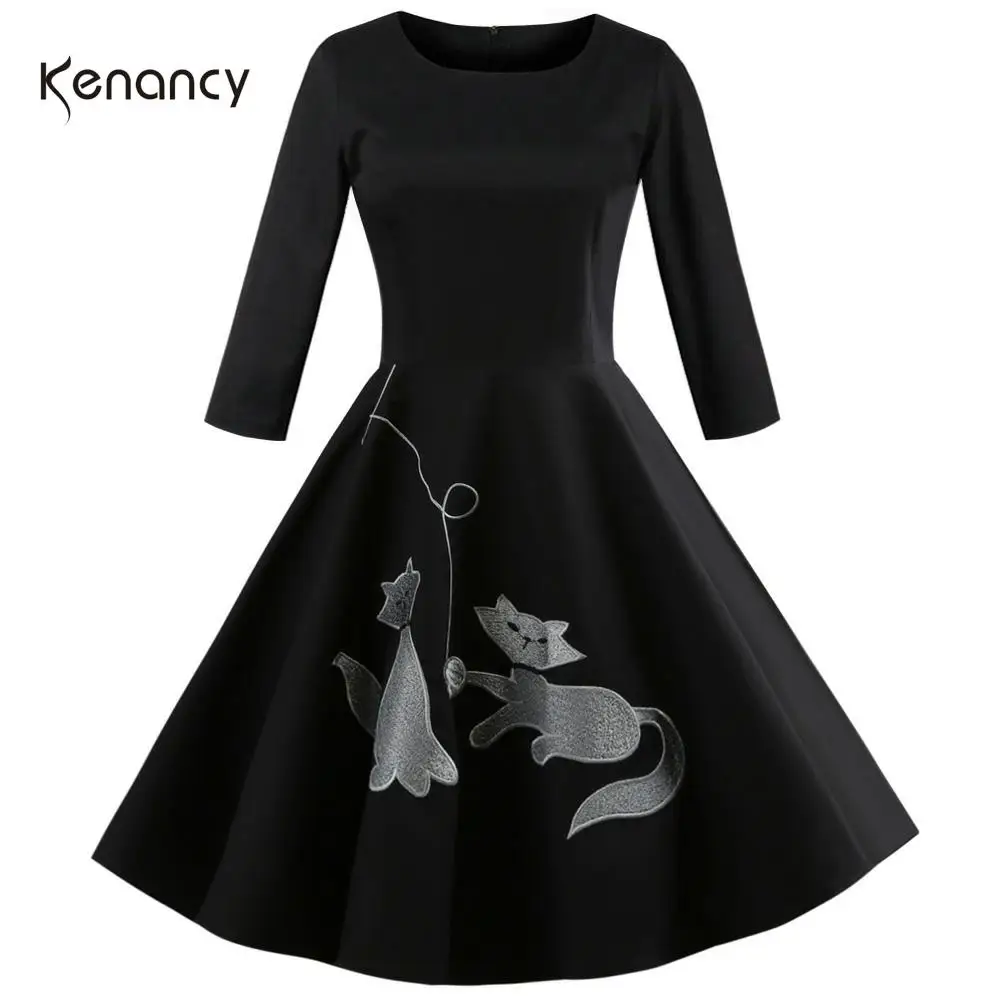 Женское ретро платье с вышивкой Kenancy винтажное вечернее трапеция в стиле Хепберн