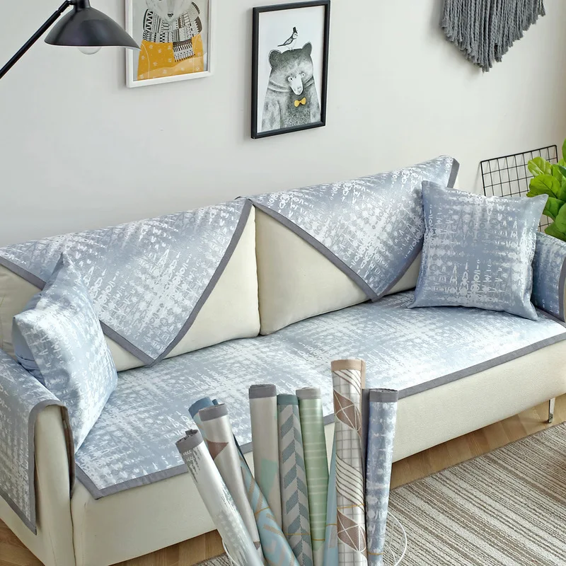 

Slip-Resistant Sofa Cover Towel Sofa Cover Printing Geometric Slipcover For Living Room Couch Ice Silk Covers Summer Cushion