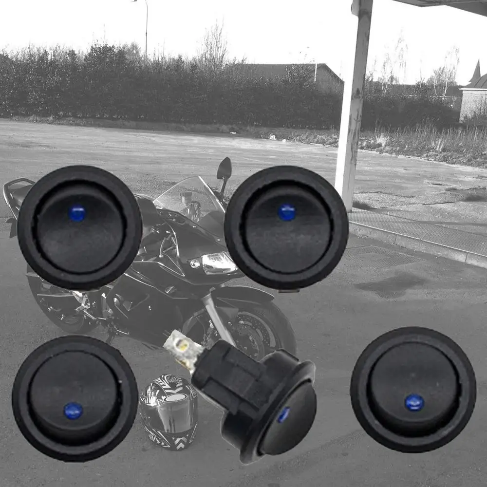 5Pcs Led Dot Light 12V Car Auto Boat Round Rocker On/Off Toggle Spst Switch Easy Setup With Keyhole Slot