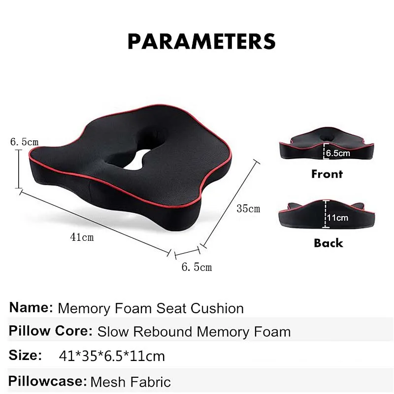 PurenLatex Memory Foam Cushion on Chair Protect Orthopedic Pillow Coccyx Cushion Pad Car Seat Mats Prevent Hemorrhoid Treat