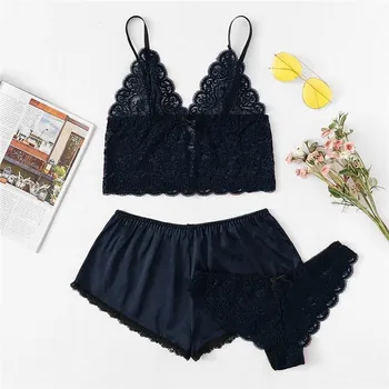 

Pajamas Women Silk Shorts Sets Women Underwear Sleepwear Nightwear Sexy Satin Lace Cute Cami Top And Shorts Pajamas Pijama Mujer
