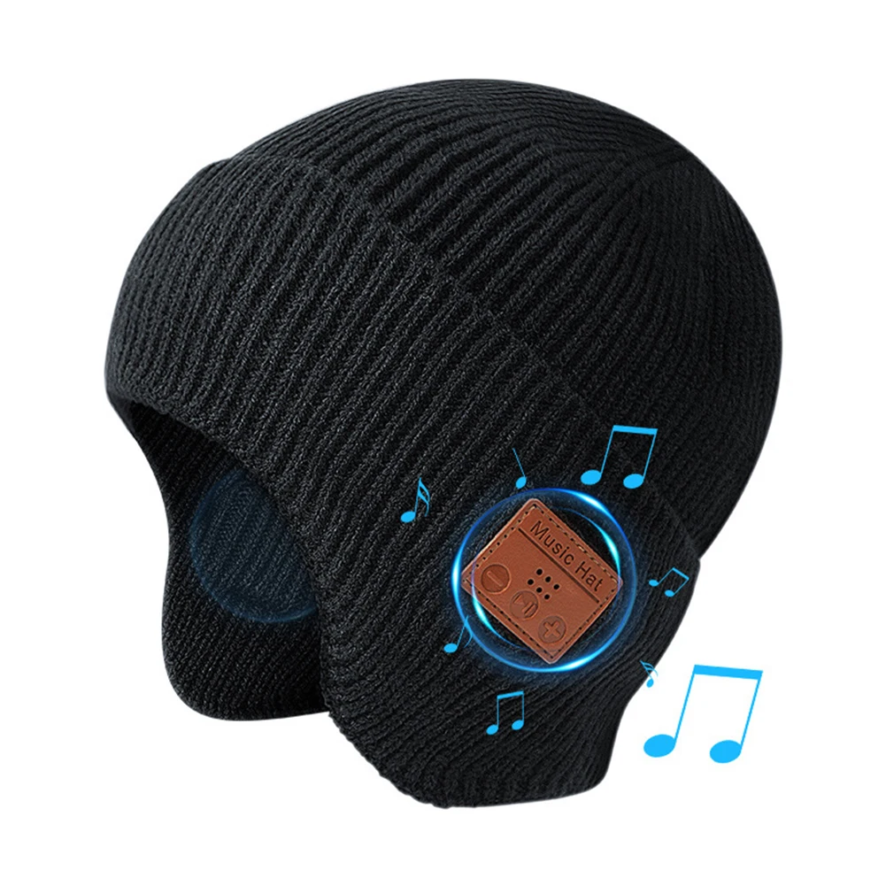 Winter Windproof Music Cap 5.0 Bluetooth-Compatible Stereo Headphones Music Hat Ear-Covering Headset Beanie Headwear 2