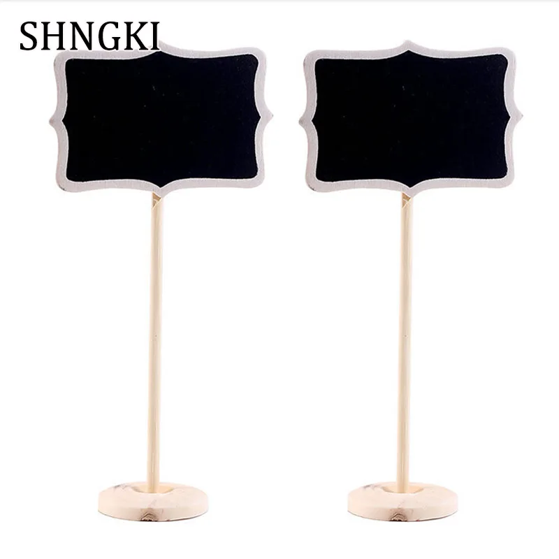 Pizarra pequeña de madera, soporte para tarjeta de lugar de madera, número de mesa para evento escolar, decoración de oficina, 5 uds.