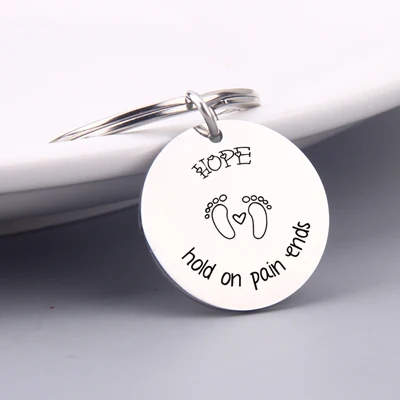 silver Брелок с гравировкой Hope удерживает на ножных концах Подарки Печать ног IVF подарок плодородие бесплодие надеюсь брелок простая модная сумка Шарм - Цвет: silver