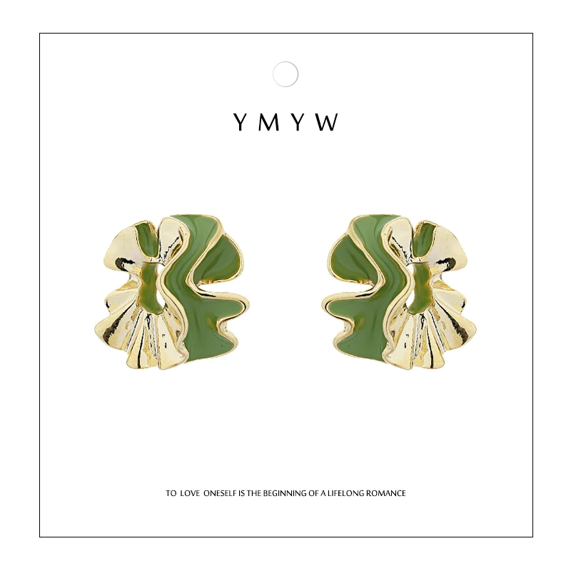 

YMYW Fashion Trendy Korean Candy Irregular Geometric Enamel Stud Earrings Zinc Alloy Earrings for Women Party Gift 2019 Bijoux