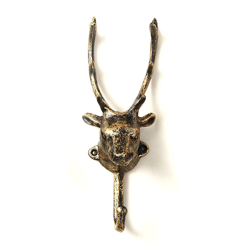 

Creative Cast Iron Europe Retro Wall Hanging Hooks Deer Storage Hanger Creative Coat Hook Door Hooks Crafts Shop Bar Decor Style