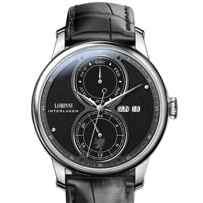 Швейцарские роскошные Брендовые мужские часы LOBINNI, сапфировые автоматические механические часы, многофункциональный дисплей, 50 м, водонепроницаемые, L18015 - Цвет: Item 1