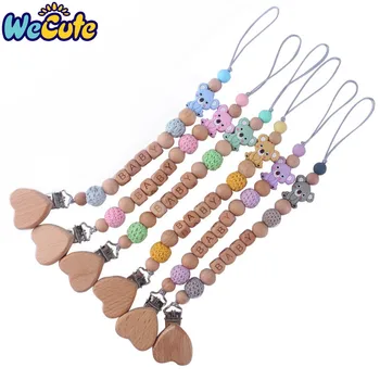 

DIY Silicone Personalised Name Baby Pacifier Clips Infant Boys Girls Cute Cartoon Bear Toys Pacifier Chain Baby Shower Gift