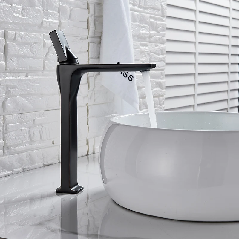 

Basin Faucet Black Bronze Faucet Basin Taps Bathroom Sink Faucet Single Handle Hole Deck Vintage Wash Hot Cold Mixer Tap Crane