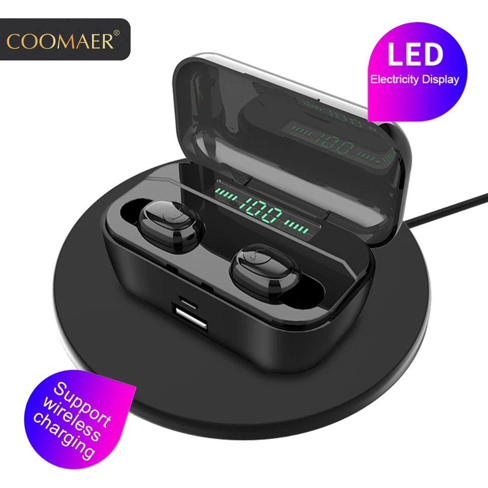 

TWS Wireless Bluetooth Headset Bluetooth 5.0 Wireless Charging IPX7 Waterproof 3D Stereo Noise Cancelling earphone mini headset