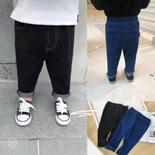 Детская одежда для малышей эластичные трикотажные обтягивающие штаны весенне-осенние детские джинсы для мальчиков универсальная повседневная одежда для малышей