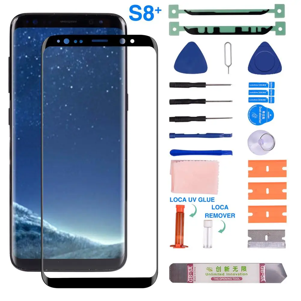 Комплект для замены экрана для samsung Galaxy S10 S9 S8 серии передних стеклянных линз и УФ клей для samsung передних стеклянных чехлов - Цвет: Red