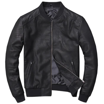 

Real Sheepskin Coats Mans Casual Fashion Men Genuine Real Leather Jackets And Coat North American Wind Spring Overcoats AA01