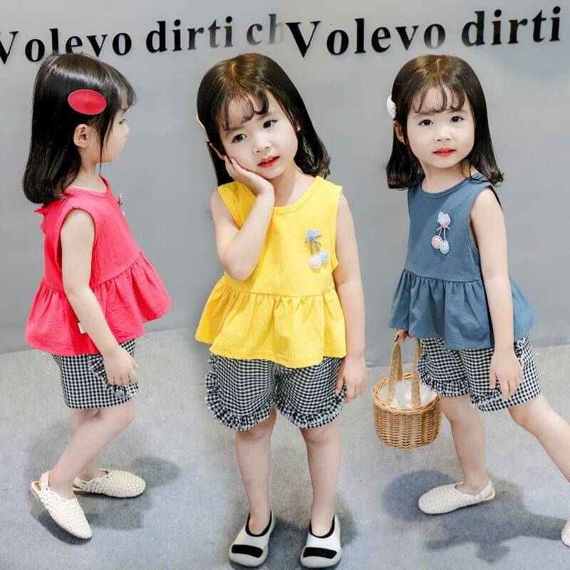 

BibiCola Infant toddler clothes children summer baby girls clothing sets casual 2pcs flower lace clothes sets girls summer set