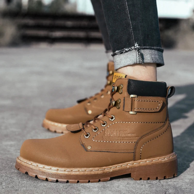 

Martin boots men's tide in the boots high boots tooling boots wild boots warm plus velvet cotton shoes winter snow men's shoes