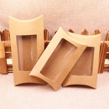 

New 50Pcs 2019 DIY Clear Kraft Paper window Pillow Box 12.5x8x2cm /12.5x7x2cm/ 16x7.8x2.4cm Black /Kraft/Black Pvc Clear Box