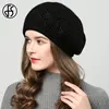FS Winter Hats For Women Beanie Rabbit Fur 2023 Warm Knitted Hat Flower Double Layers Warm Beret Snow Caps Gorros Femme 3