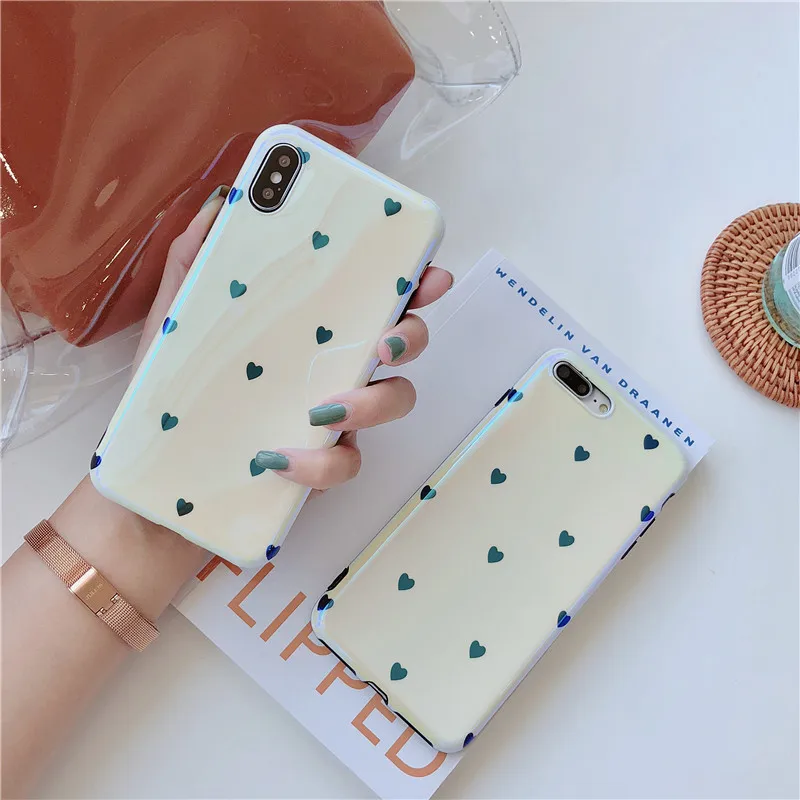 Корпус iphoneX 6 6s 7 8 Plus XR XS Max мягкий чехол Blu-Ray mini heart Love Shell