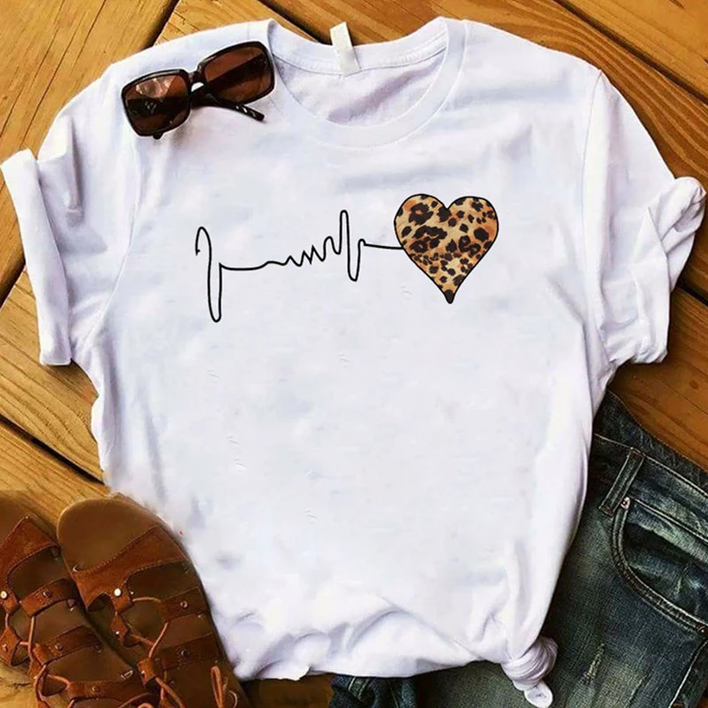 FIXSYS женская футболка с леопардовым принтом Love New York Футболка модная рубашка для
