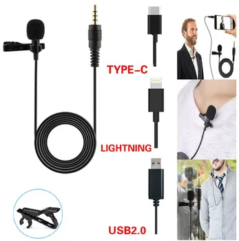 

1.5m Mini Portable Lavalier Microphone Condenser Clip Lapel Microphone Wired Microphone for IPhone IPad SLR Camera Computer