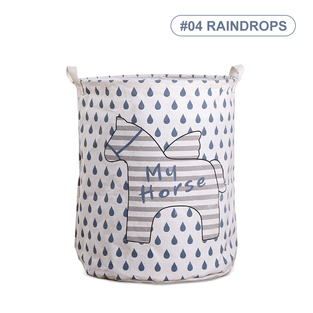 Storage Bag Dirty Clothes Cotton Linen Storage Bucket Tissue Sundries Receiving Barrel PE Coating Fashion Office Waterproof - Цвет: raindrop