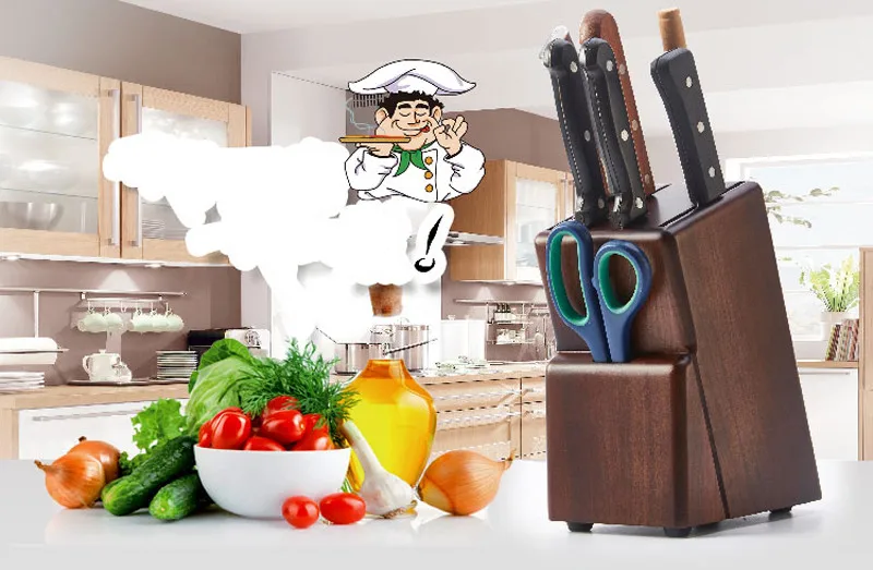 Top Grade Bamboo Kitchen Knife Holder 7-Holes Multifunctional Holder Knife Kitchen Utensils Storage Rack Knife Rack Kitchen Supplies6
