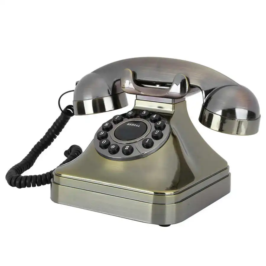 Retro Vintage Phone Desktop Corded Landline Antique Bronze Old Large Button Dial Telephone for Home Office Hotel | Компьютеры и офис