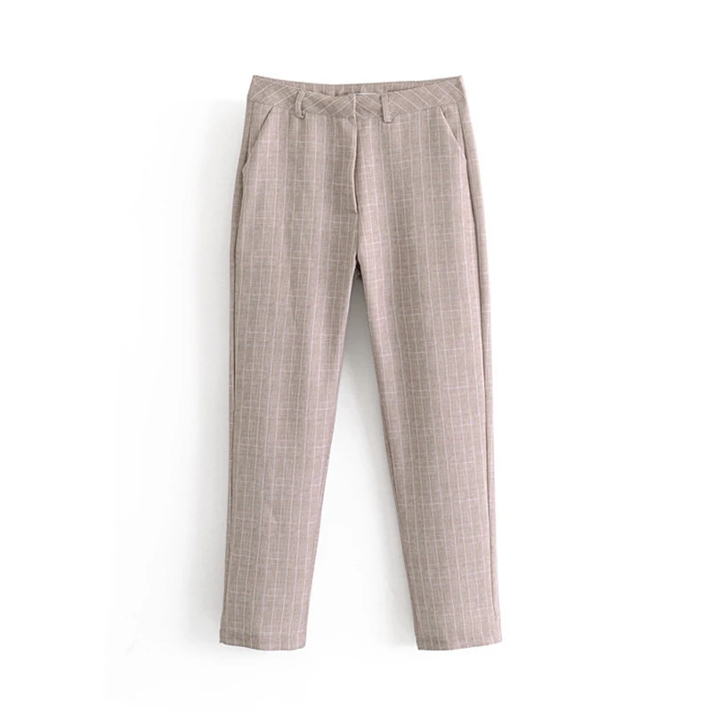 

PUWD Fall Ladies New Cotton Blended Stripe Printed Suit Pants
