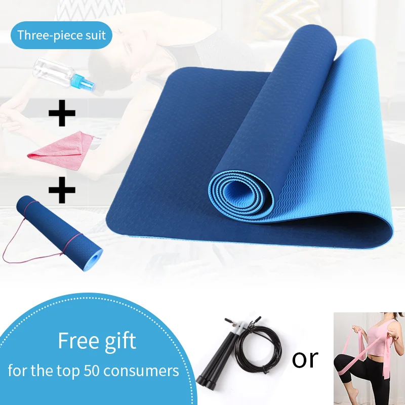 

6MM Yoga Mats for Fitness Non-Slip Double Colors Safe to Use for Beginner Eco-friendly Body Building Exercise Mat for Pilate