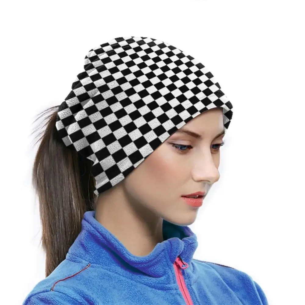 mens snood scarf Checked Mask Cycling Motorcycle Headwear Washable Scarf Neck Warmer Mask Check Checkers Chequered Checker Checkered Black And black scarf mens