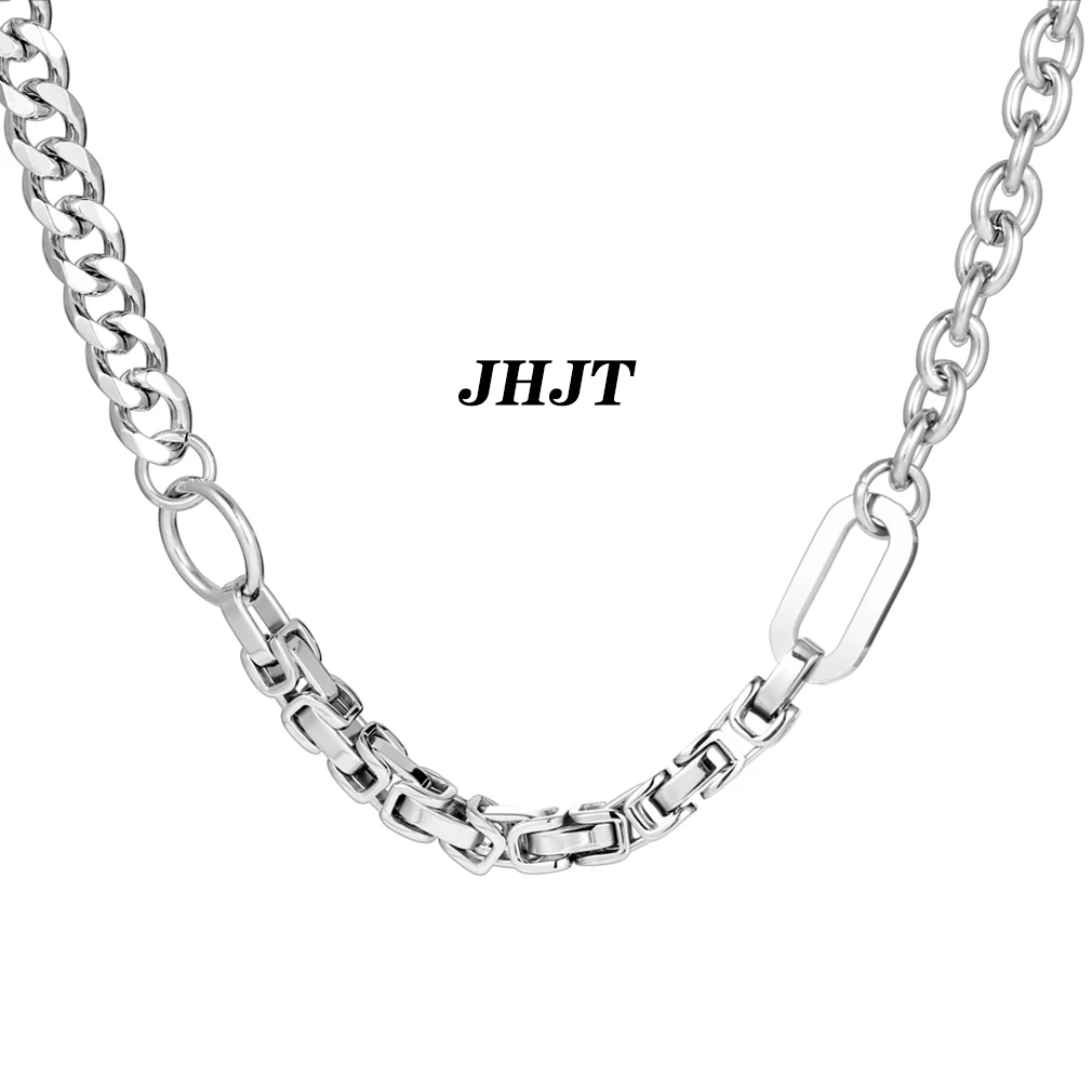 

JHJT Hip Hop Stainless Steel Chain Necklace for Men Women Curb Cuban Link Chain Punk Fashion Jewelry Gift