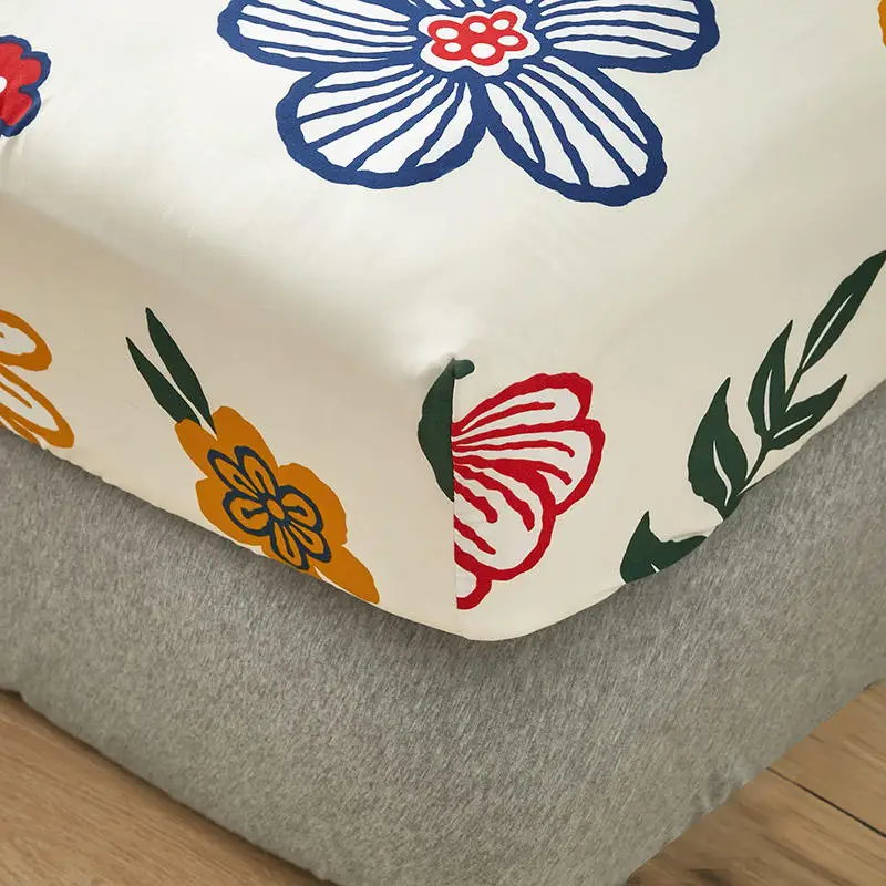 Bonenjoy Queen Size Fitted Bed Sheet with Elastic Band King Size Bed Cover Floral Style sabanas cama 150 Sheets (no pillowcase) 5