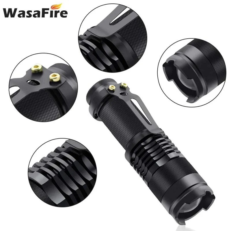Wasafire Multifunction LED UV Flashlight Aluminum Alloy Mini Torch Zoomable Ultraviolet Lantern with 14500 Battery+Charger