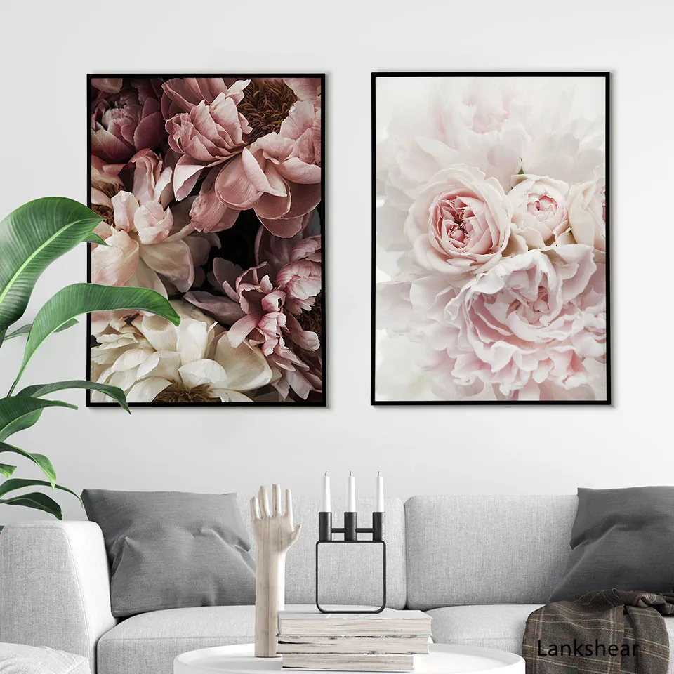 Плакат с розами пион скандинавский холст живопись настенное искусство картины