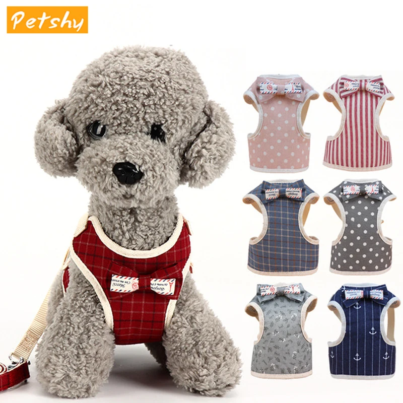 

Petshy Webbing Pet Collar for Dogs Leash Harness Bow-knot Cotton Small Medium Dog Cat Chest Vest Outdoor Walking Traction Rope