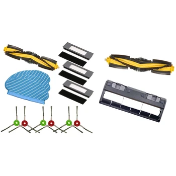 

1 Set Black + Yellow Cleaner HEPA Filter Main Roller Side Brush Mop Cloth & 1 Set Blue + Yellow Main Brush Cover Kit