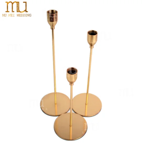 Набор из трех золотых подсвечников для ногтей для свадебной церемонии