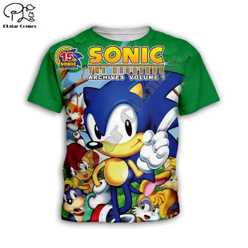 

Kids Set Summer suit New Super Sonic anime 3d tshirt Casual Shorts Children tops Short Sleeve Tees Cartoon boy girl t shirts 02