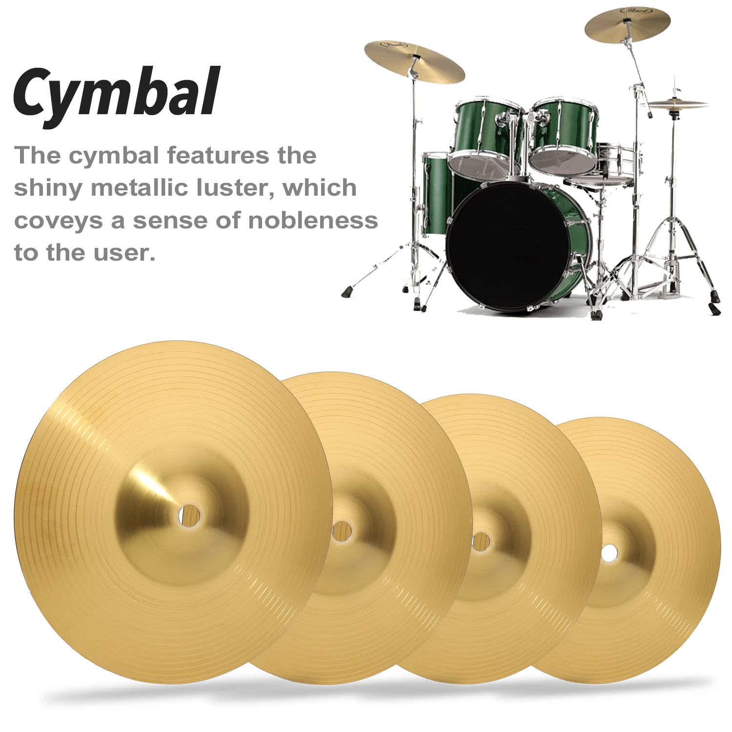 Musical percussion instruments Brass crash cymbal Drum instrument Cymbals Practical alloy cymbal for percussion instruments Accessories Players Beginners