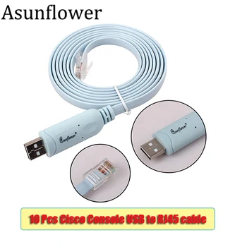 

Asunflower 10Pcs Cisco Console Cable USB RJ45 For H3C HP Huawei Arba 9306 Cisco 1.8M USB To rj45 Console Cable FTDI Dropshipping